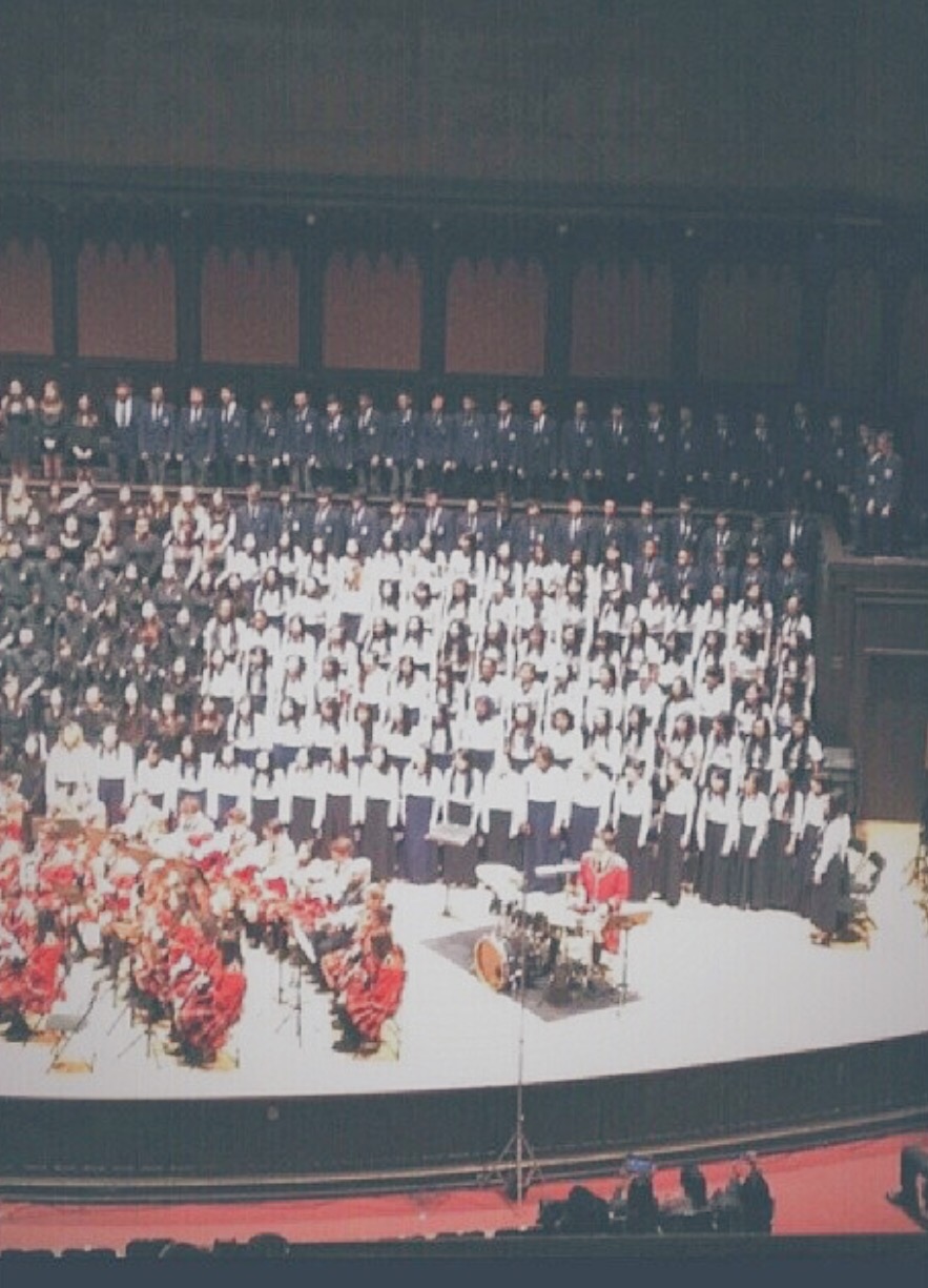 Choir, band and symphony performing at Massey Hall