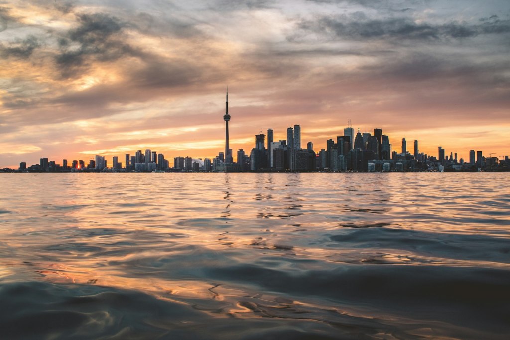 The Toronto skyline across Lake Ontario